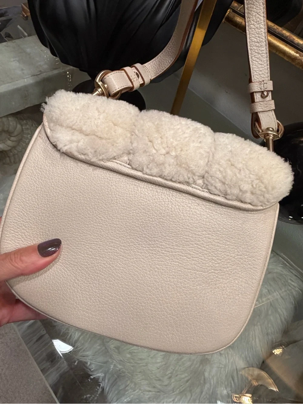 See by Chloe Plush Shearling Crossbody Bag - Cream